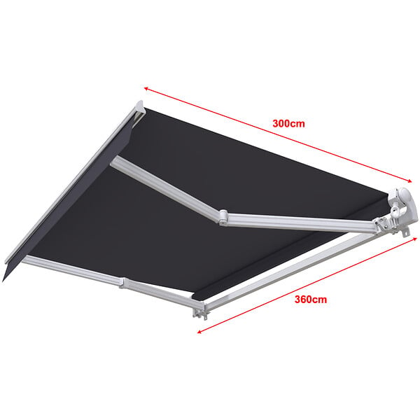 COTE STORE - Store banne manuel 3,6 x 3 m Monobloc pour terrasse - Gris anthracite - large