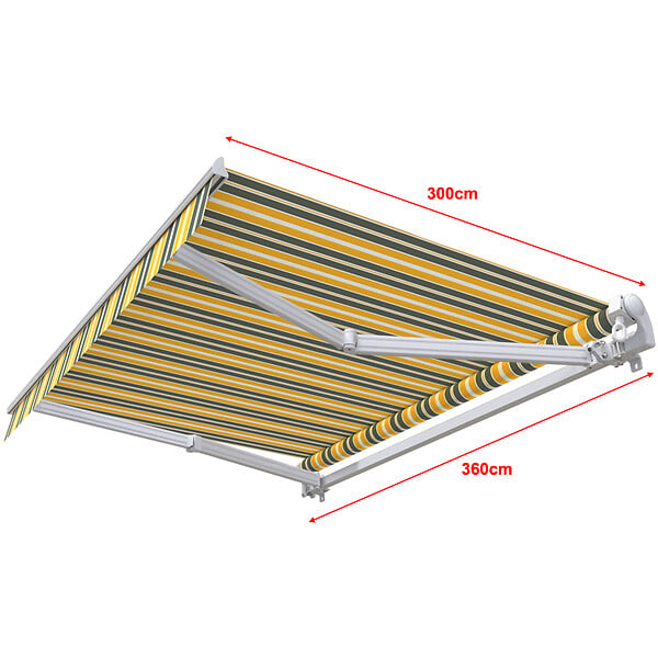 COTE STORE - Store banne manuel 3,6 x 3 m Monobloc pour terrasse - Gris jaune - large