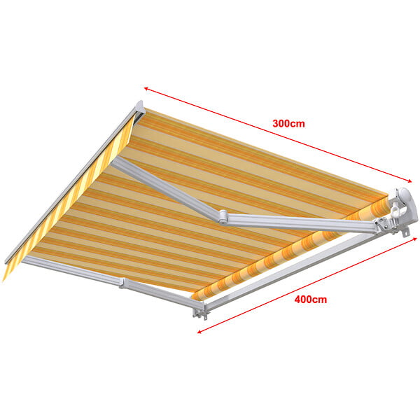 COTE STORE - Store banne manuel 4 x 3 m Monobloc pour terrasse - Jaune rayé - large