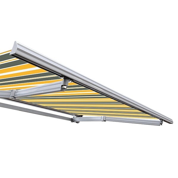 COTE STORE - Store banne motorisé et manuel 4 x 3 m Demi coffre pour terrasse - Gris jaune - large