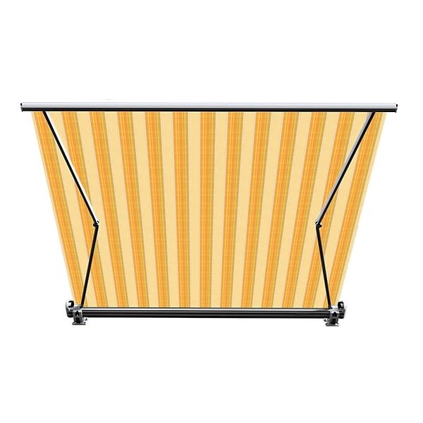 COTE STORE - Store banne coffre intégral 3 x 2,5 m motorisé et manuel extérieur pour terrasse - Jaune rayé - large