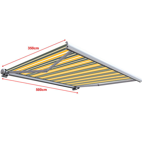 COTE STORE - Store banne coffre intégral 5 x 3,5 m motorisé et manuel extérieur pour terrasse - Gris jaune - large