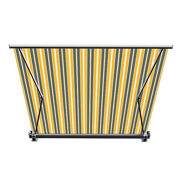 COTE STORE - Store banne coffre intégral 5 x 3,5 m motorisé et manuel extérieur pour terrasse - Gris jaune - large