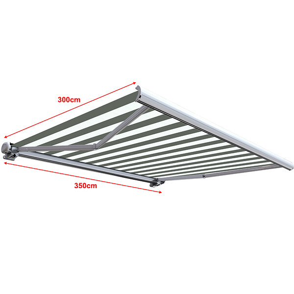 COTE STORE - Store banne coffre intégral 3,5 x 3 m motorisé et manuel extérieur pour terrasse - Blanc gris - large