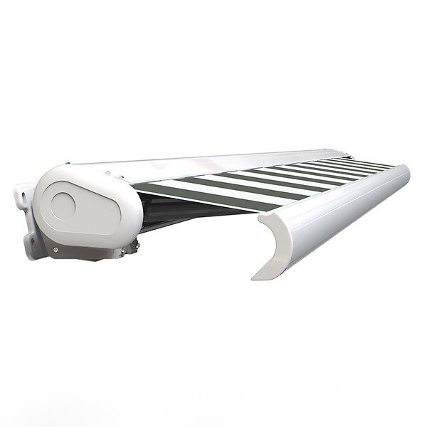 COTE STORE - Store banne coffre intégral 3,5 x 3 m motorisé et manuel extérieur pour terrasse - Blanc gris - large