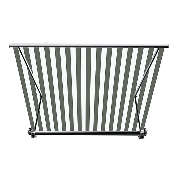 COTE STORE - Store banne coffre intégral 3,5 x 3 m motorisé et manuel extérieur pour terrasse - Blanc gris - large