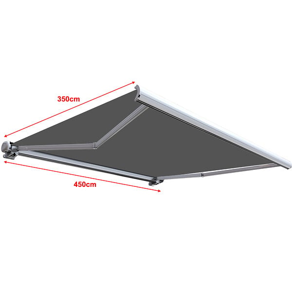 COTE STORE - Store banne coffre intégral 4,5 x 3,5 m motorisé et manuel extérieur pour terrasse - Gris - large