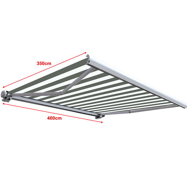 COTE STORE - Store banne coffre intégral 4 x 3,5 m motorisé et manuel extérieur pour terrasse - Blanc gris - large