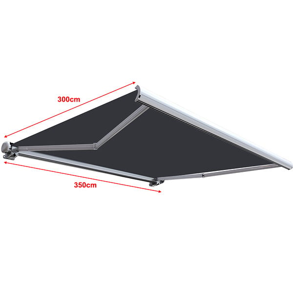 COTE STORE - Store banne coffre intégral 3,5 x 3 m motorisé et manuel extérieur pour terrasse - Gris anthracite - large