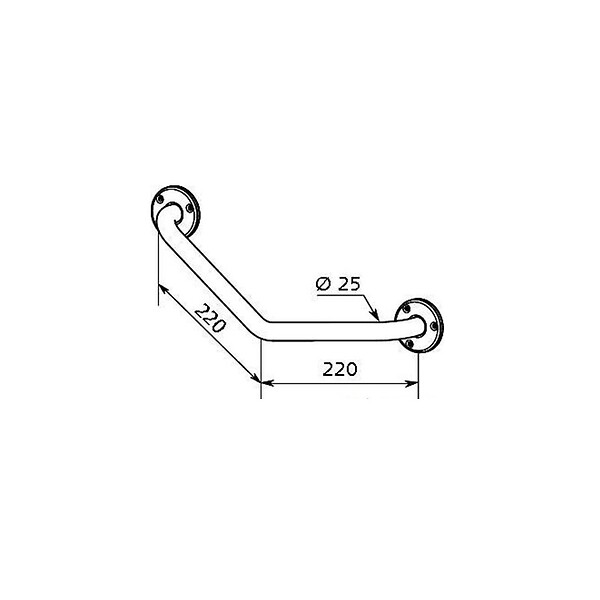 DELABIE - Barre de maintien coudée 550 - 135° - Ø 25 mm - 220 x 220 mm - large