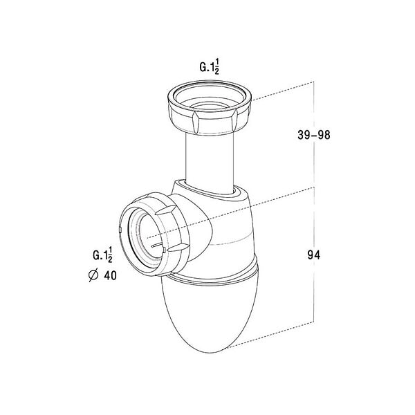 NICOLL - Siphon d'évier Easyphon BM552 - Hauteur réglable 133 à 192mm - Joint intégré 40mm - large
