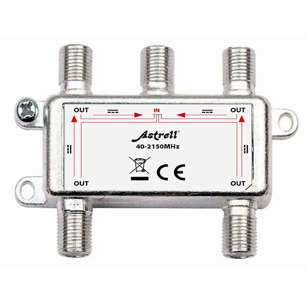 ASTRELL - Répartiteur TV 4 voies amplifié - 40-2150 MHz - large
