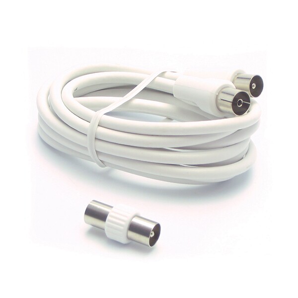 ASTRELL - Câble TV coaxial 9.52mm mâle-femelle 3m + adaptateur - large