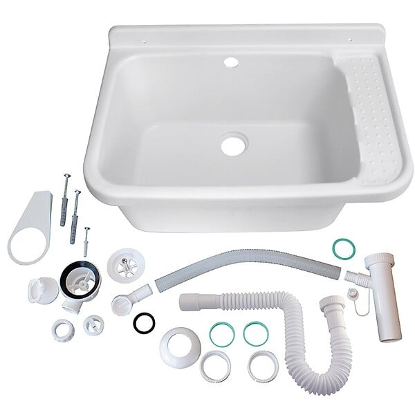 FITT - Évier d'atelier - Polypropylène - Kit complet - Blanc - 60L - large