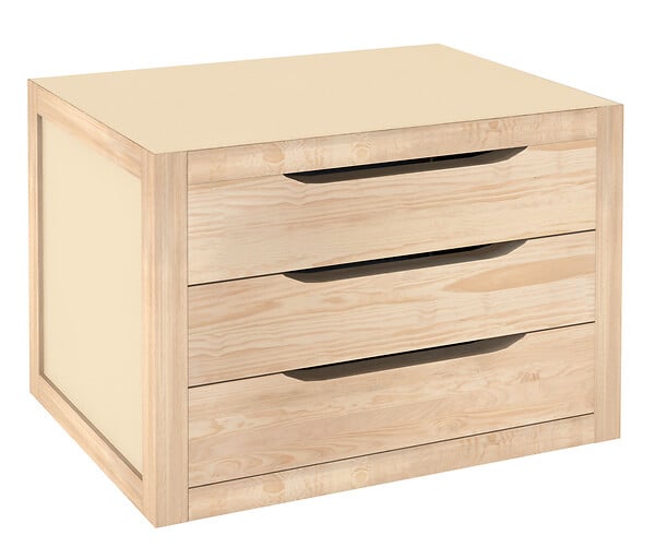 ASTIGARRAGA KIT LINE - Casier de rangement en pin brut Natura 3 tiroirs - large