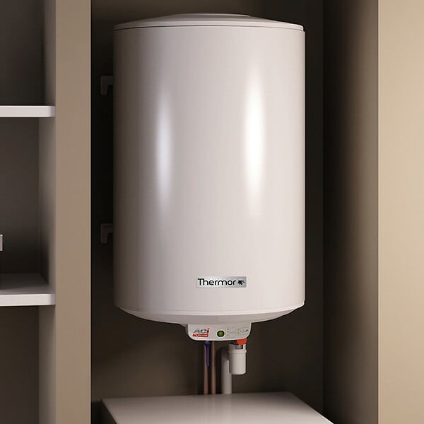 THERMOR - Chauffe-eau vertical mural étroit Duralis Thermor - 100L - 1200W - 2 personnes- Blanc - large