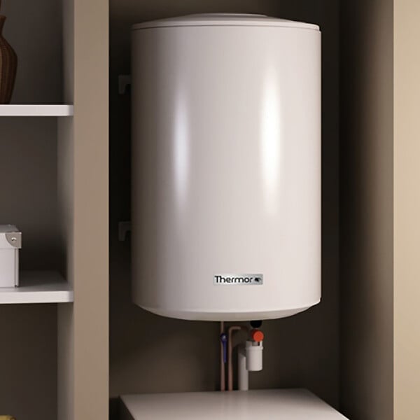 THERMOR - Chauffe-eau électrique Stéatis Thermor - Mural Vertical Étroit - 1200W - 2 personnes - Blanc - large