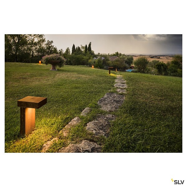 SLV - Borne extérieure SLV RUSTY® PATHLIGHT, fonte rouillée, GX53/TCR-TSE, 9W - large