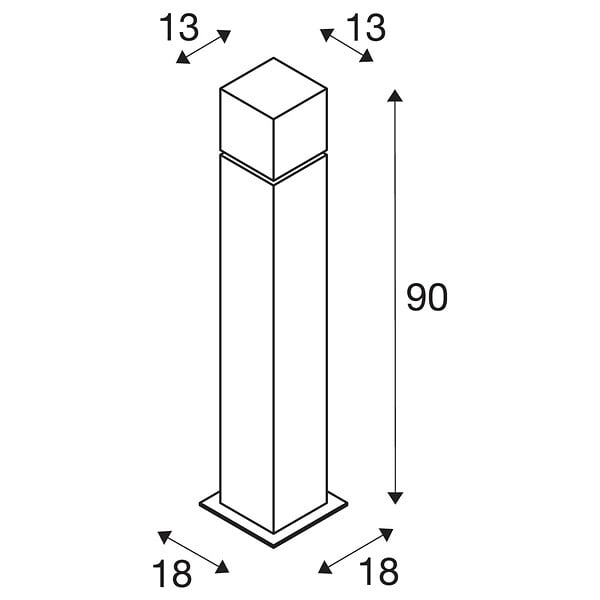 SLV - Borne extérieure SLV SQUARE POLE en inox 304, E27, 20W - Hauteur 90 cm - large