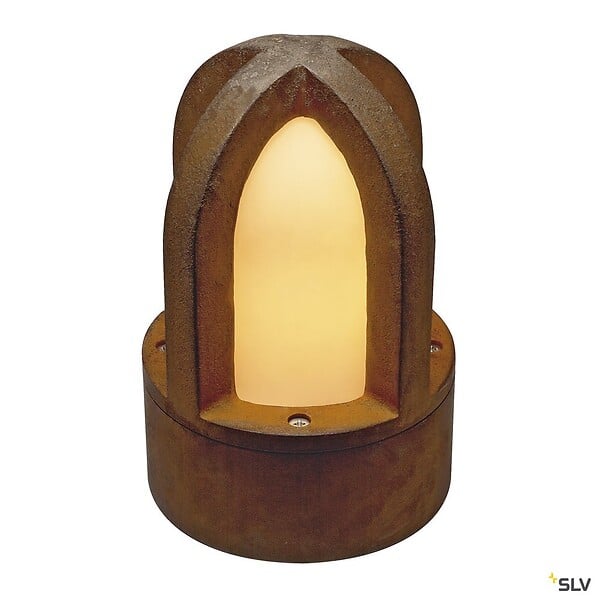 SLV - Borne extérieure SLV RUSTY CONE, coloris rouille, E14, 11W pour jardin - Hauteur 24 cm - large