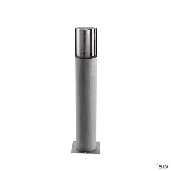 SLV - Borne extérieure SLV LISENNE, gris/verre fumé, E27 23W - Hauteur 70 cm - large