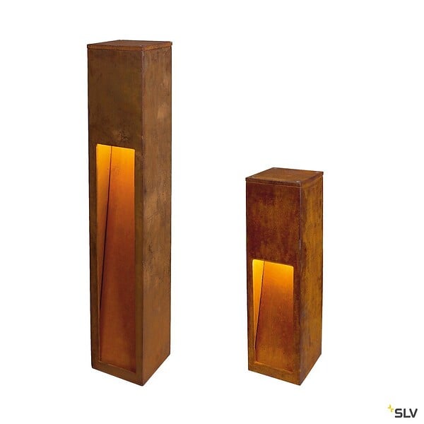 SLV - Borne extérieure SLV RUSTY SLOT, coloris fonte rouillée, E27, 11W - Hauteur 50 cm - large