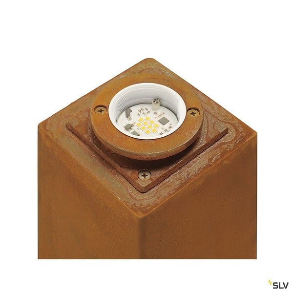 SLV - Borne extérieure SLV RUSTY 70 avec LED intégrée, fonte rouillé - Hauteur 70 cm - large