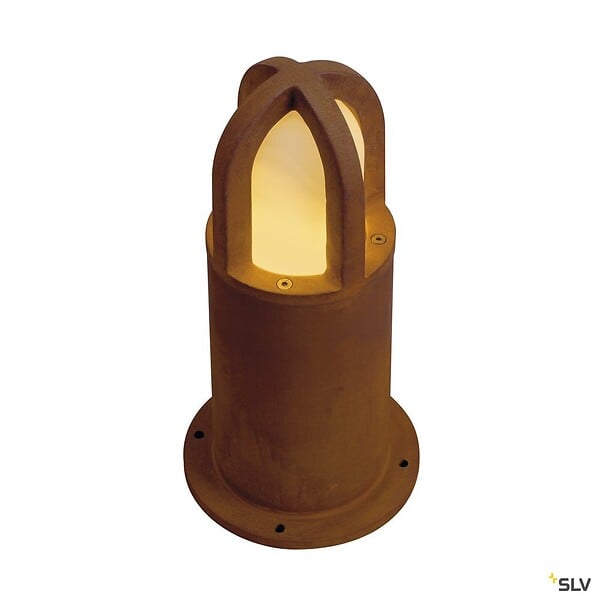 SLV - Borne extérieure SLV RUSTY CONE, coloris rouille, E27, 11W pour jardin - Hauteur 40 cm - large