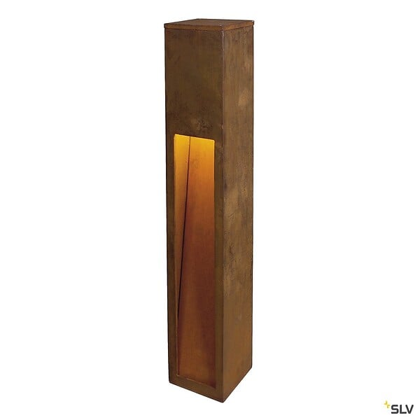 SLV - Borne extérieure SLV RUSTY SLOT, coloris fonte rouillée, E27, 11W - Hauteur 80 cm - large