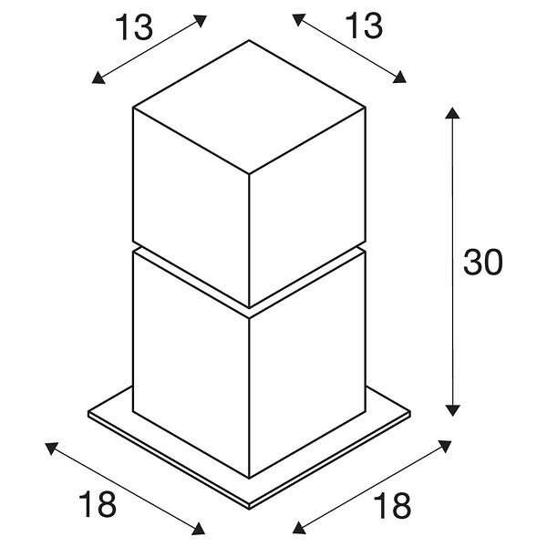 SLV - Borne extérieure SLV SQUARE POLE 30, inox, E27, 20W max, IP44, inox 304 - large