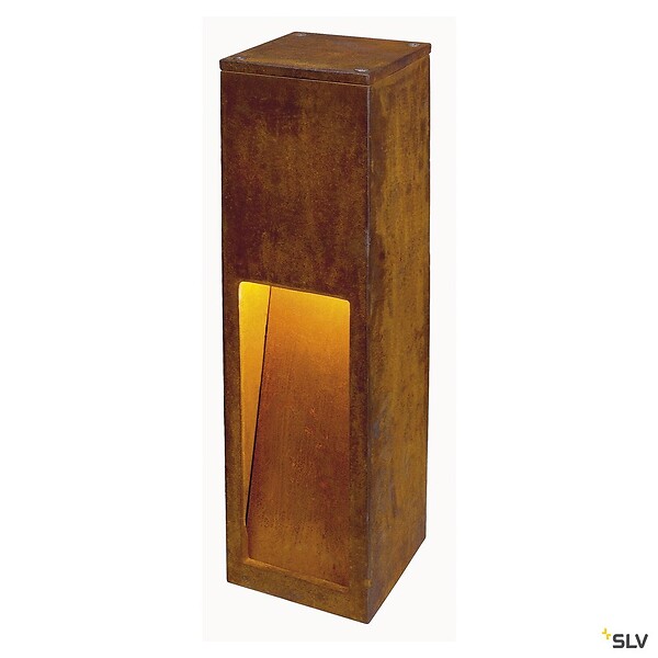 SLV - Borne extérieure SLV RUSTY SLOT 50 avec LED intégrée, coloris fonte rouillée - Hauteur 50 cm - large