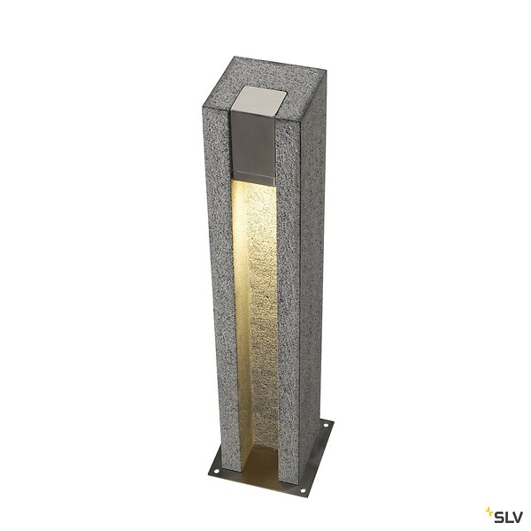 SLV - Borne extérieure SLV ARROCK SLOT, poivre et sel, GU10/LED GU10 51mm, 4W max, IP44, granite, inox 304 - large