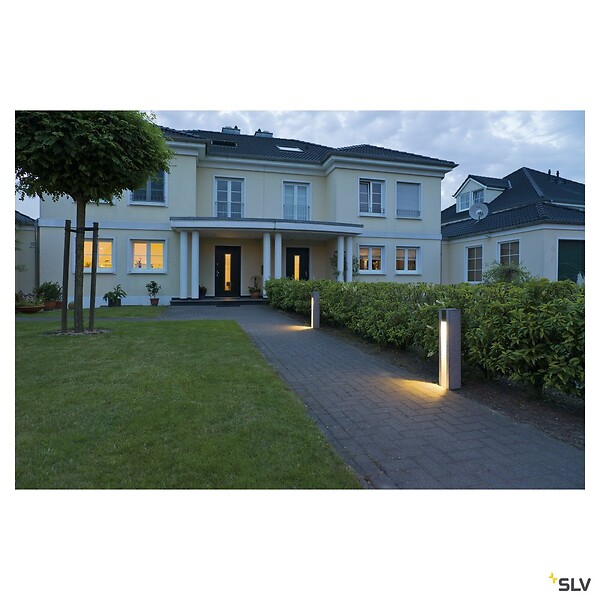 SLV - Borne extérieure SLV ARROCK SLOT, poivre et sel, GU10/LED GU10 51mm, 4W max, IP44, granite, inox 304 - large