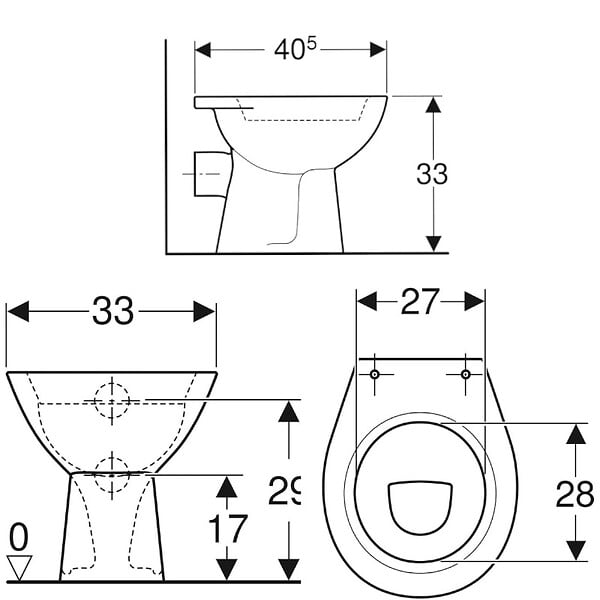 GEBERIT - Cuvette WC Bambini Geberit - 405X330X330mm - Sur pied - Fond creux - large