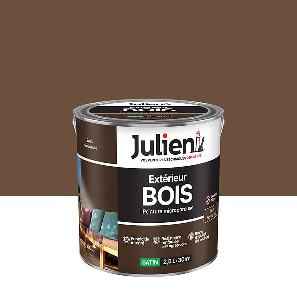 JULIEN - Peinture extérieure bois microporeux - Brun Normandie - 2.5L - large