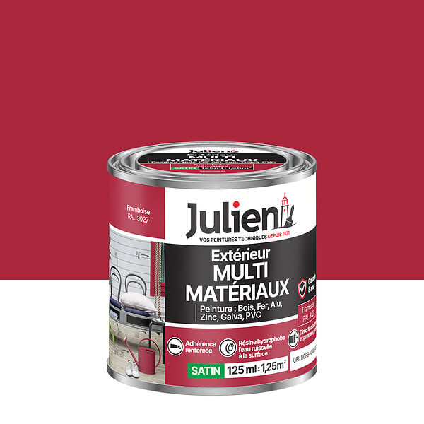 JULIEN - Peinture extérieure Multi-Matériaux Satin - Framboise 125ml - large