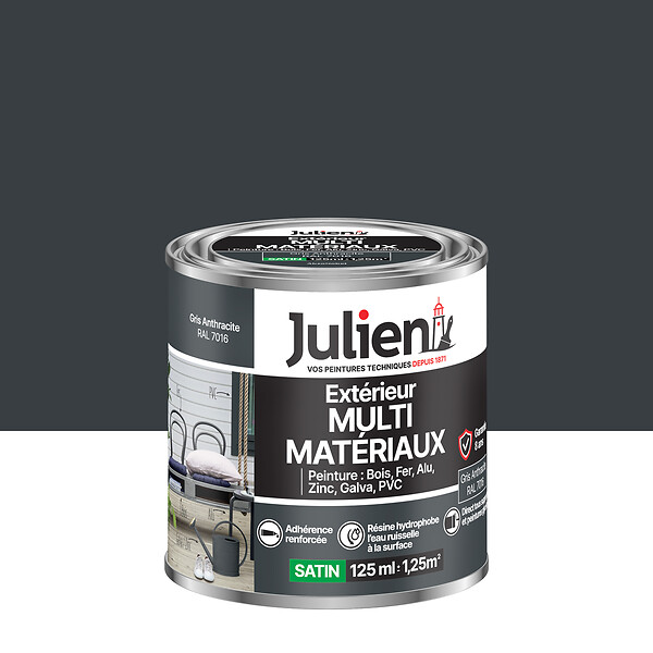 JULIEN - Peinture multi-matériaux Satin - Gris Anthracite - 125ml - large