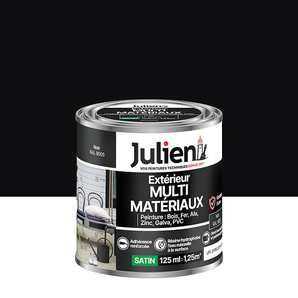 JULIEN - Peinture extérieure multi-matériaux - Noir - 125ml - large