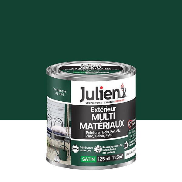 JULIEN - Peinture extérieure multi-matériaux satin Vert Basque 0,125L - large
