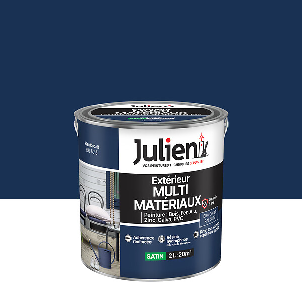 JULIEN - Peinture extérieure multi-matériaux Satin - Bleu Cobalt - 2L - large