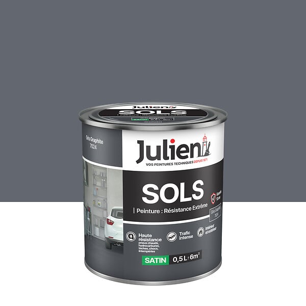 JULIEN - Peinture sol - Sols Résistance Extrême - Gris Graphite 0,5L - large
