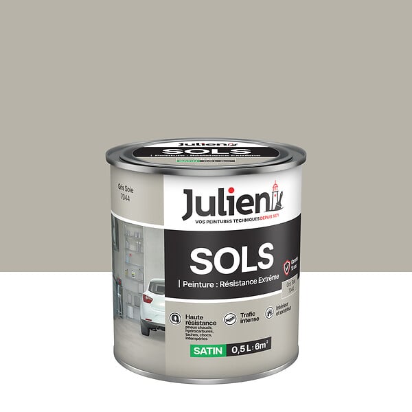 JULIEN - Peinture sols résistance extrême - Satin - Gris Soie 0.5L - large