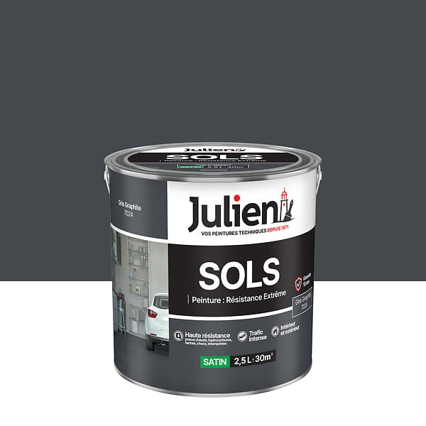 JULIEN - Peinture sols - Satin - Gris Graphite 2,5L - large