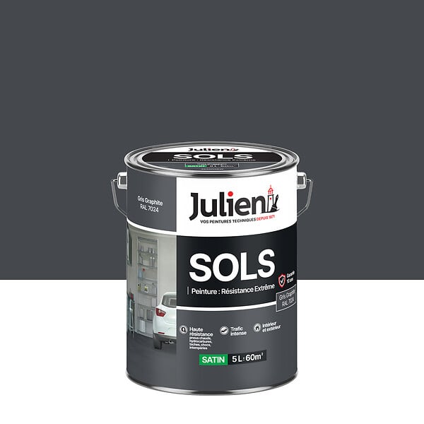 JULIEN - Peinture sol satinée Gris Graphite 5L - large
