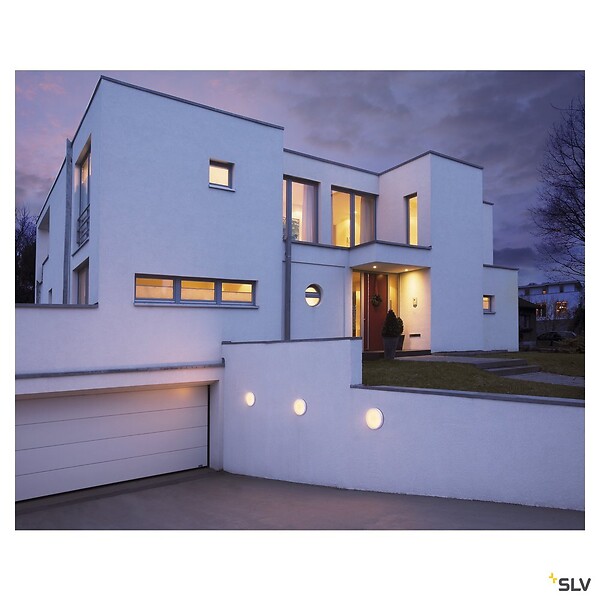 SLV - Applique et plafonnier extérieur rond SLV AINOS, blanc, LED, 22W, 3000K, IP44, détecteur de mouvements - large