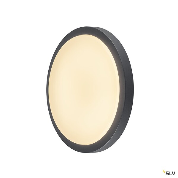 SLV - Applique et plafonnier extérieur rond SLV AINOS, anthracite, LED, 22W, 3000K, IP44, détecteur de mouvements - large