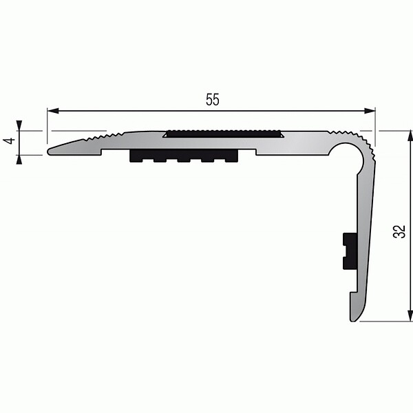 DINAC - Nez de marche en aluminium pour usage tertiaire intérieur modèle 3T à bande - pose en applique avec adhésifs - large
