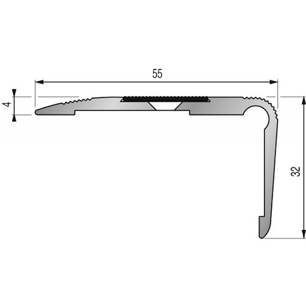 DINAC - Nez de marche en aluminium pour usage tertiaire intérieur modèle 3T à bande - pose en applique avec adhésifs - large
