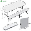 VOUNOT - Ensemble de Table et bancs camping pliables 180cm HDPE blanc - vignette