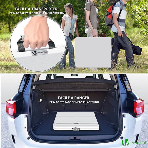 VOUNOT - Ensemble de Table et bancs camping pliables 180cm HDPE blanc - large